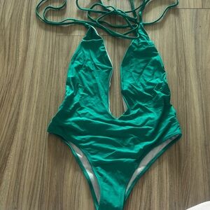Green Halter One-Piece Swimsuit